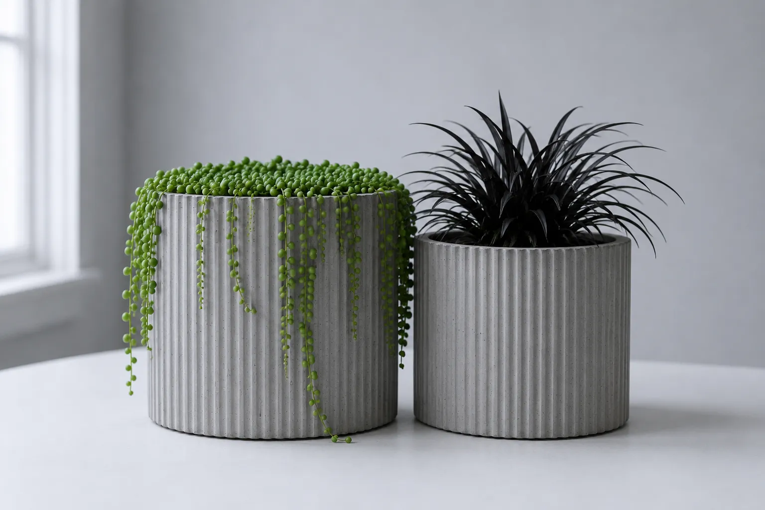 THE PAIR — cast concrete planter